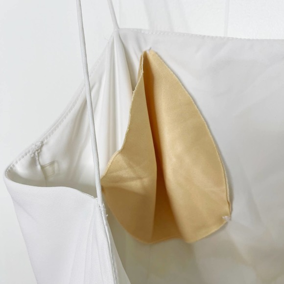 Fame and Partners Midi Slip Dress White US 6 Square Neck Bridal Bachelorette - Picture 8 of 14